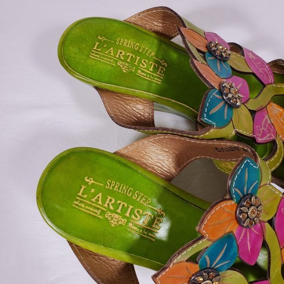 L Artiste Spring Step Dandy Floral Wedge Sandals 9 - Picture 6 of 7